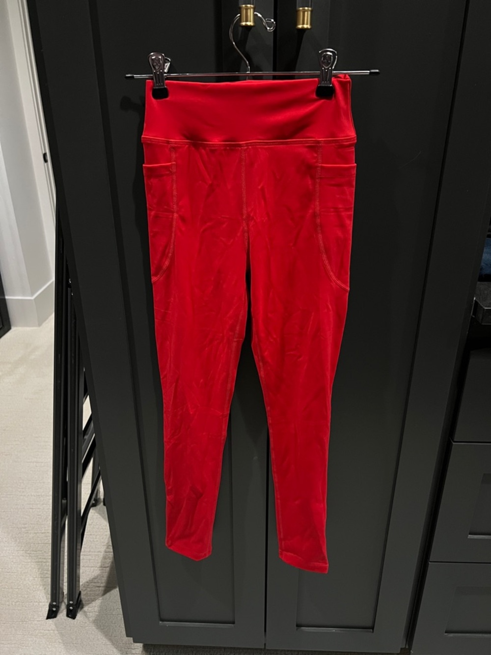 Kids Red Leggings with Side Pockets